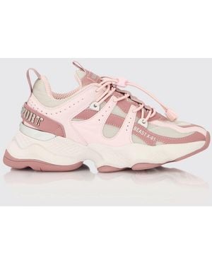 Philipp Plein Runner Beast X-01 Leather And Mesh Trainers With Drawstring Closure - Pink