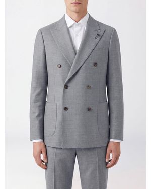 Lardini Double-Breasted Merino Wool Blazer With Peak Lapels - Gray