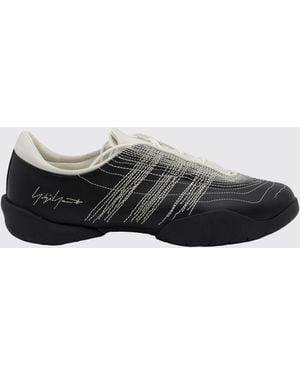 Y-3 Regu Smooth Leather Trainers With Contrast Stitching And Embroidered Logo - White