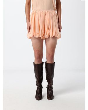 Chloé Chlo&Eacute Pleated Silk Mini Skirt With Mid-Rise Waist And Back Slit - Orange