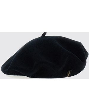 Borsalino Pure Wool Beret With Applied Logo - Black