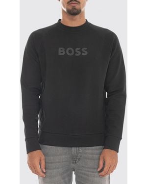 BOSS Regular-Fit Sweatshirt Aus Baumwolle Mit Rundhalsausschnitt Und Logo - Schwarz