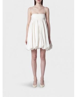 ROTATE BIRGER CHRISTENSEN Recycled Satin Balloon Mini Dress With Square Neckline - White