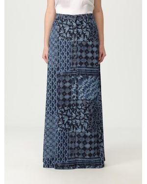 Emporio Armani Patchwork Denim Maxi Skirt - Blue