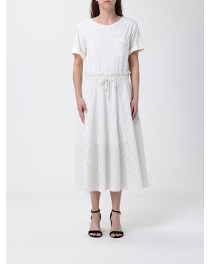 Liu Jo Striped Cotton Midi Dress - White