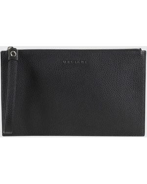 Orciani Micron Hammered Leather Pouch - Gray