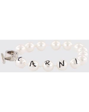 Marni Bracciale Di Perle Con Logo - Neutro