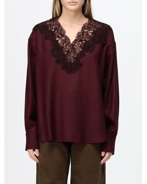 Ermanno Scervino Wool Knit Top With V-Neck And Embroidered Lace Inserts