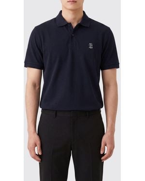 Brunello Cucinelli Cotton Polo Shirt With Logo - Blue
