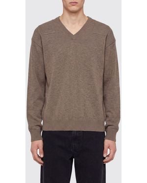 Jil Sander V-Neck Long-Sleeved Wool Blend Jumper - Brown