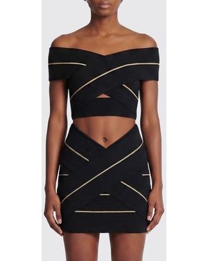 Balmain Jersey Cropped Top - Black