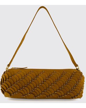 Rabanne Paco Cylindrical Leather And Brass Shoulder Bag With Ring - Brown