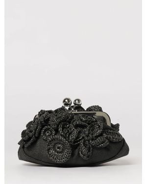 Weekend by Maxmara Crochet Embroidered Clutch - Black