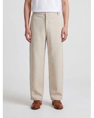 Jacquemus Wide Leg Cotton Blend Trousers - Natural