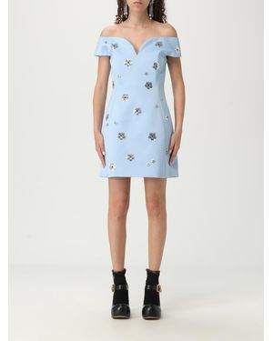 Marc Jacobs Elegant Off-Shoulder Mini Dress With Floral Embellishments - Blue