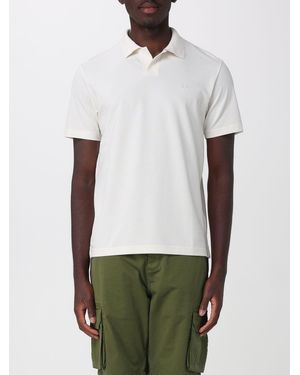 Sun 68 Slim Fit Cotton V-Neck Polo Shirt With Short Sleeves - White