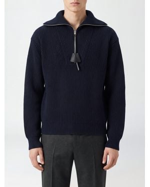 Celine Jersey De Lana Y Cachemir Con Cuello Marinero Y Media Cremallera - Azul