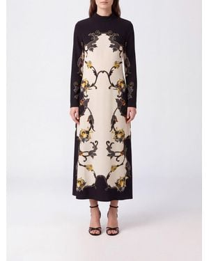 La DoubleJ Robe Fourreau Midi Halle À Manches Longues Et Imprimé Ethnique - Blanc