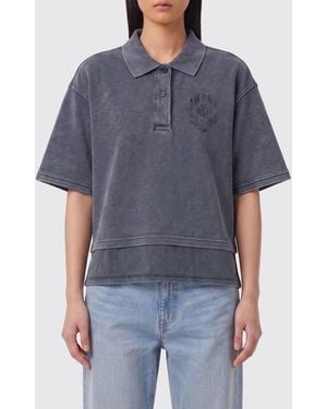 Alexander Wang Cotton Polo Shirt With Classic Collar, Dropped Shoulders And Tonal Logo - Blue