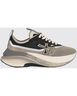 Premiata Hill Technical Fabric And Nylon Sneakers With Chunky Sole And Double Pull-Tab - White