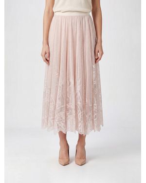 Fabiana Filippi High-Waisted Lace Midi Full Skirt With Elastic Waist - Pink