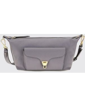 Coccinelle Beat Generation Grained Leather Crossbody Bag With Buckle - Grey
