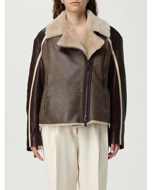Emporio Armani New York Capsule Collection Shearling Biker Jacket - Brown