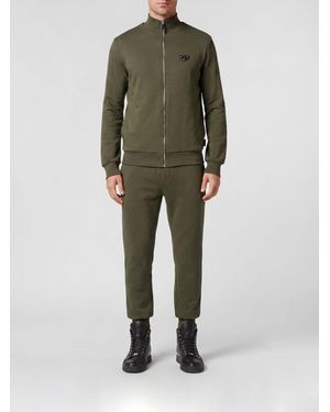 Philipp Plein Jersey Tracksuit With Metallic Logo - Green