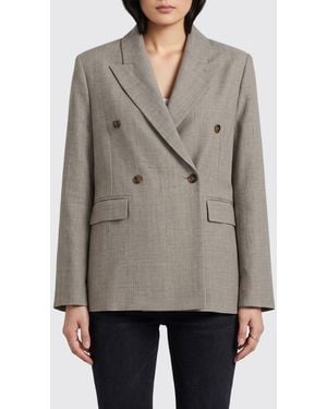 Loulou de Saison Double-Breasted Virgin Wool And Silk Blazer - Grey