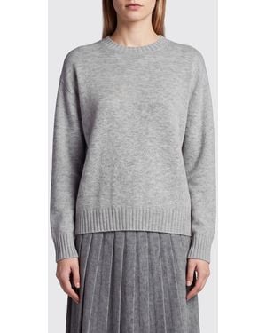 Fabiana Filippi Virgin Wool Silk And Cashmere Crewneck Jumper With Monili - Grey