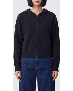 Allude Wool And Cashmere Knit Hooded Cardigan With Zip Closure - Blue