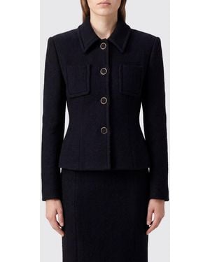 Chloé Chlo&Eacute Slim Fit Single-Breasted Short Wool Coat With Patch Pockets - Blue