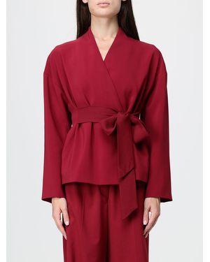 Alberta Ferretti Short V-Neck Robe Jacket - Red