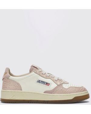 Autry Medalist Low Super Vintage Leather And Suede Sneakers With Worn Effect - White