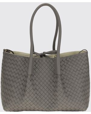 Bottega Veneta Bolso De Hombro Pinacoteca De Piel De Ternera Trenzada - Gris
