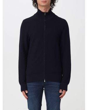 BOSS Strickjacke Aus Reiner Wolle Mit Rollkragen, Durchgehendem Reißverschluss Und Überschnittenen Schultern - Blau