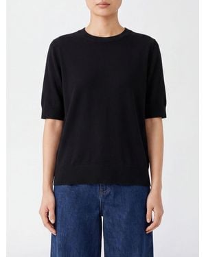 Kangra Kurzärmeliger Pullover Mit Rundhalsausschnitt Aus Reiner Merinowolle - Schwarz