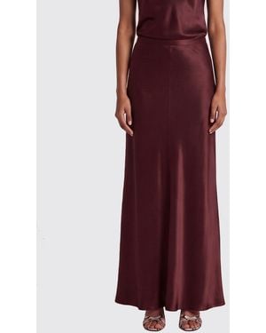 Alberta Ferretti High-Waisted Satin Long Pencil Skirt With Asymmetrical Hem - Red
