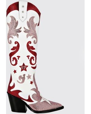 Philipp Plein Stivali Texani Al Ginocchio - Bianco