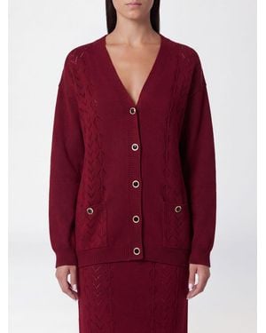 Alessandra Rich Cardigan Aus Schurwolle Mit V-Ausschnitt Und Aufgesetzten Taschen - Rot