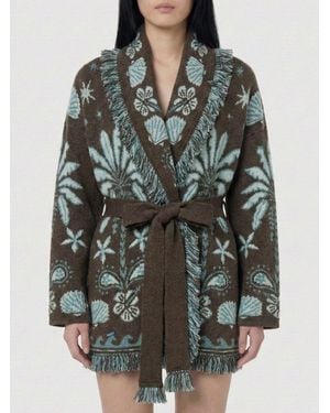 Alanui Wool Blend Robe Cardigan Echoes Of The Island - Gray
