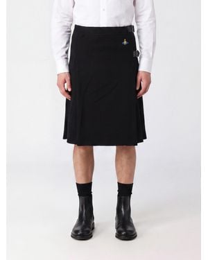 Vivienne Westwood Knee-Length Wool Wrap Skirt With Embroidered Orb Logo - Black