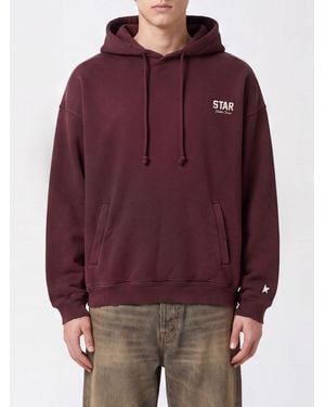 Golden Goose Sudadera Con Capucha De Algodón Relaxed Fit Con Bolsillo Canguro Y Logo En Contraste - Morado