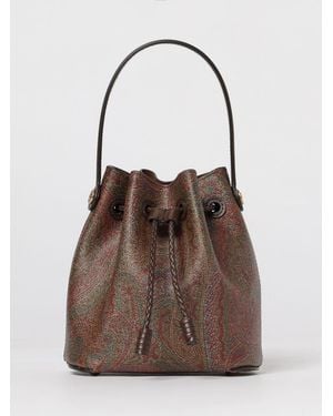 Etro Mini Arnica Beuteltasche Aus Beschichteter Baumwolle Mit Paisley-Jacquard - Braun