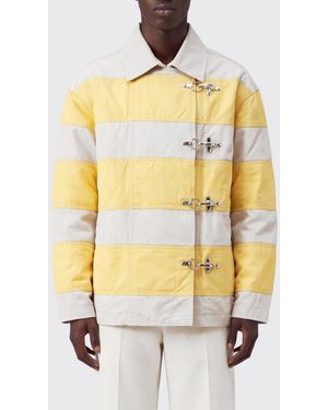 Jacquemus De-Nîmes Bombero Striped Denim Jacket With Off-Center Closure - Yellow