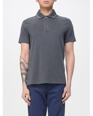 Fay Cotton Polo Shirt With Mini Logo - Grey