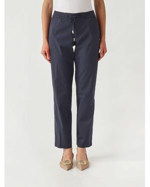 PT Torino Stretch Cotton Blend Cropped Pants - Blue