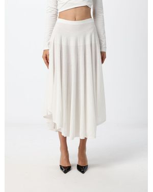 Alaïa Ausgestellter Midirock Aus Baumwolle Mit Hoher Taille Und Asymmetrischem Saum - Weiß