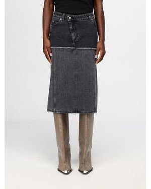 McQueen Two-Tone Denim Skirt - Black