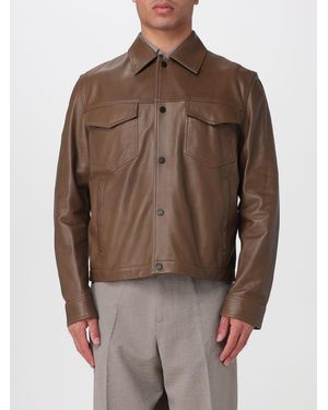Emporio Armani Leather Shirt Jacket - Brown